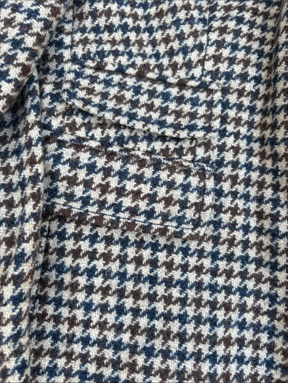 J. Crew Houndstooth Blazer in Navy and Brown with Gold Buttons